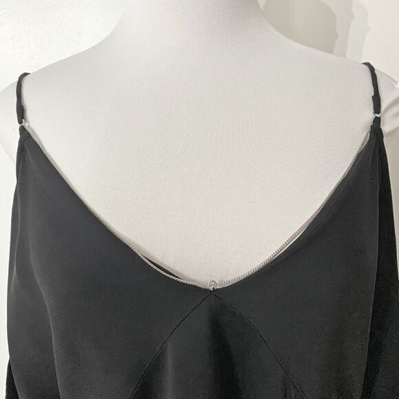 T ALEXANDER WANG BLACK METALLIC CHAIN V-NECK COLD SHOULDER TOP - 6 - Picture 7 of 12